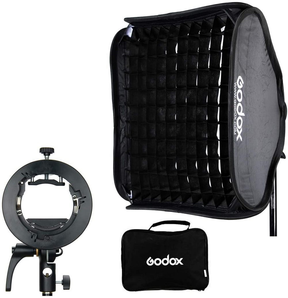 Sofbox Godox SGGV 80×80 với giá đỡ S2 kèm lưới tổ ong